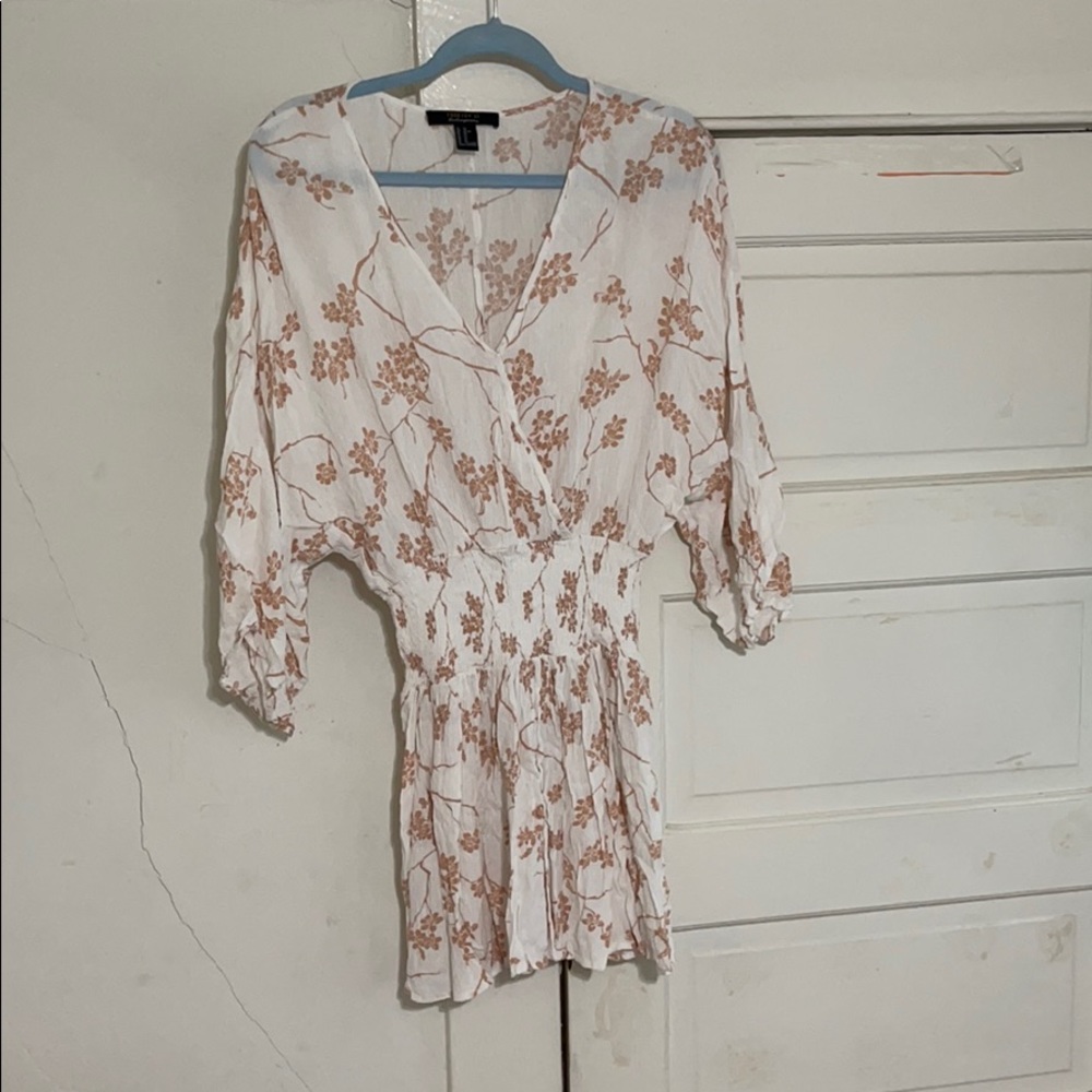 forever21 white/pink floral mini dress